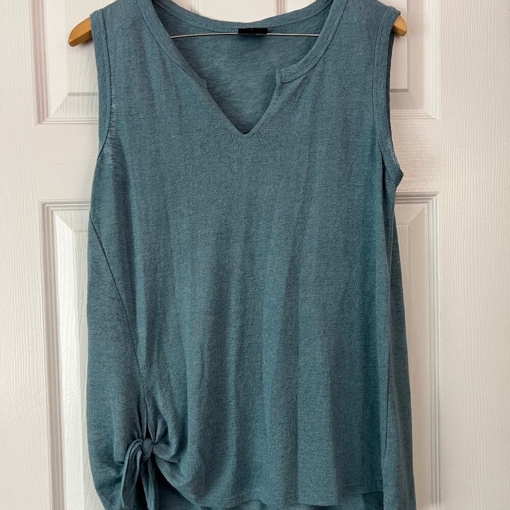 Sleeveless Blue Top with Tie